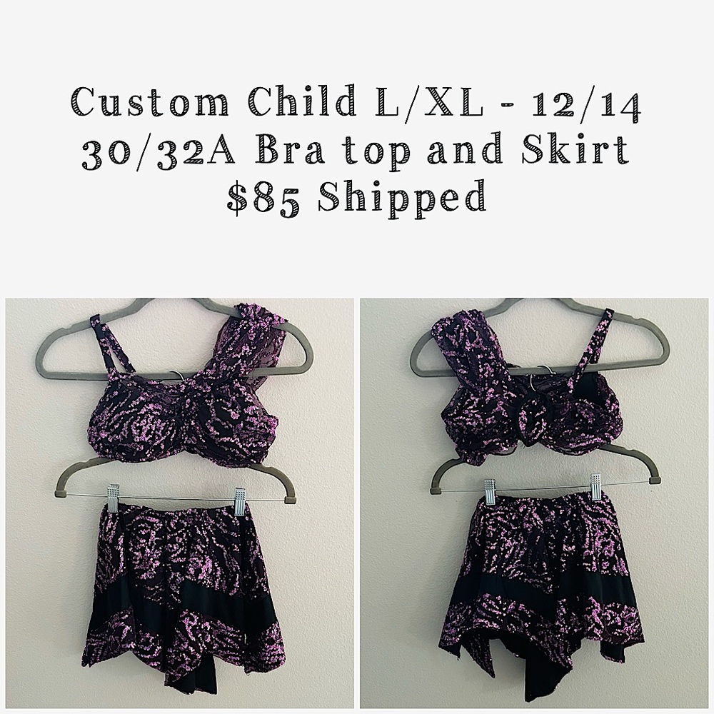 Custom L/XL - 12/14 Child Dance Costume, Purple, Jazz
